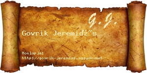 Govrik Jeremiás névjegykártya